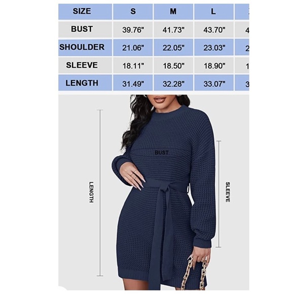 Amazon Zesica Waffle Knit Tie Sweater Dress Size: Small - Picture 6 of 13
